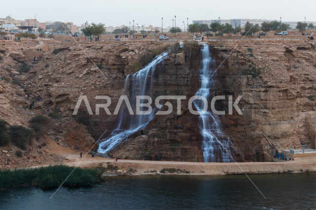 A beautiful picture overlooking the Wadi Namar waterfall in Riyadh, Saudi Arabia, beautiful tourist places in Saudi Arabia, Saudi valleys and waterfalls, archaeological historical landmarks in Saudi Arabia, Wadi Namar waterfall in Riyadh