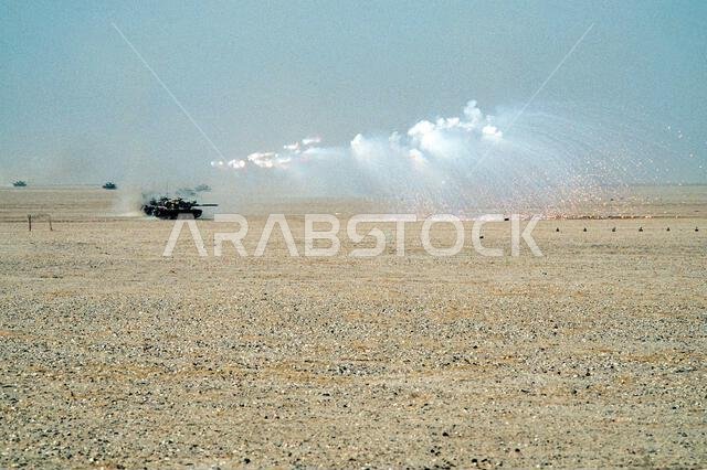 Tanks from Egypt's 3rd Armored Brigade engage in a mock battle during a capabilities demonstration during Operation Desert Shield.. Subject Operation/Series: DESERT SHIELD Country: Saudi Arabia(SAU) Tanks from Egypt's 3rd Armored Brigade engage in a mock battle during a capabilities demonstration during Operation Desert Shield.. Subject Operation/Series: DESERT SHIELD Country: Saudi Arabia(SAU)