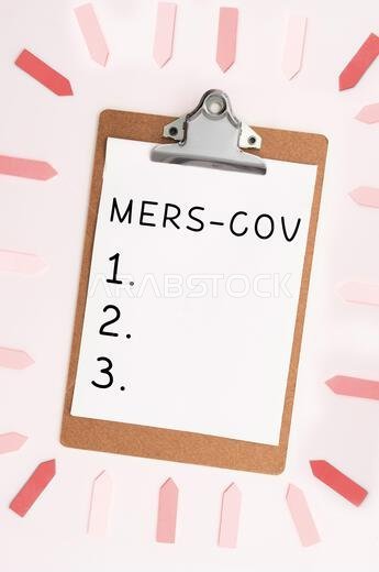 Text caption presenting Mers Cov. Conceptual photo viral respiratory illness that first reported Saudi Arabia
