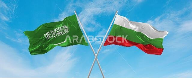 علمان متقاطعان، علم بلغاريا وعلم السعودية، يرفرفان في مهب الريح تحت سماء ملبدة بالغيوم. يرمز هذا العمل الفني إلى مفهوم العلاقة والحوار والسفر بين البلدين. رسم ثلاثي الأبعاد.