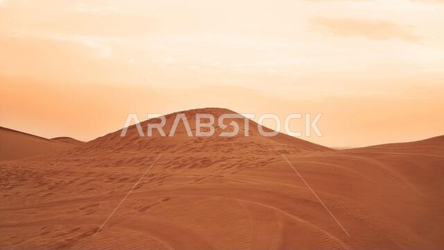 Sand dune in Saudi desert - Beautiful Arabian desert. Horizontal landscape