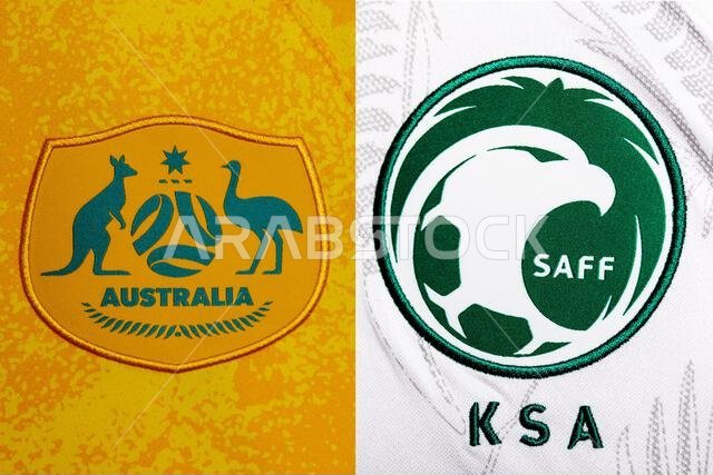 صورة مقرّبة لشعار المنتخب الوطني لكرة القدم على الطقم الأساسي. كأس العالم FIFA قطر 2022.