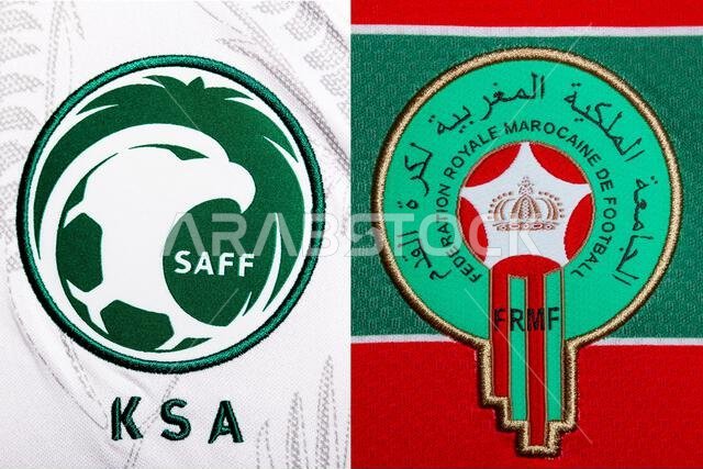Close up of National Football team crest on home kit. FIFA World Cup Qatar 2022.