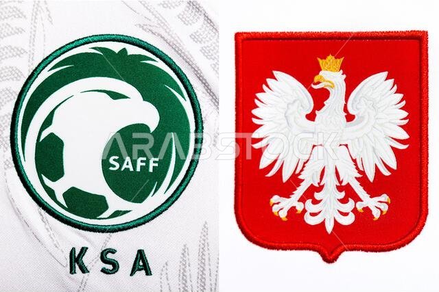 Close up of National Football team crest on home kit. FIFA World Cup Qatar 2022.