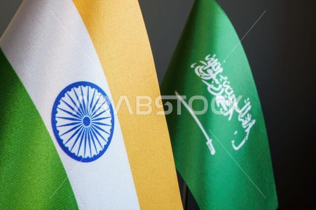 Flags of India and Saudi Arabia as a symbol of diplomatic relations.