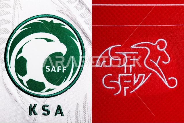 Close up of National Football team crest on home kit. FIFA World Cup Qatar 2022.