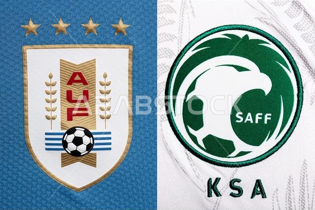 صورة مقرّبة لشعار المنتخب الوطني لكرة القدم على الطقم الأساسي. كأس العالم FIFA قطر 2022.
