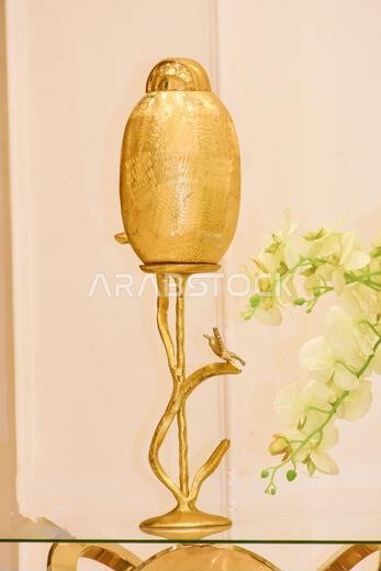 luxury golden flowers table vase modern metallic interior decoration pot
