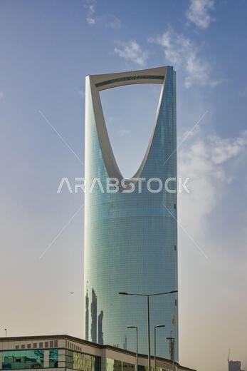 Kingdom Centre skyscraper in Riyadh Saudi Arabia. It houses a shopping mall, hotel, offices and luxury apartments.