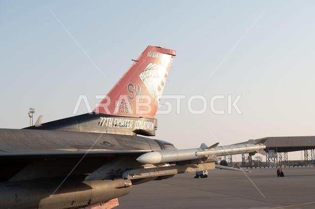 An F-16 Fighting Falcon aircraft, assigned to the 77th Fighter Squadron arrives at Prince Sultan Air Base, Kingdom of Saudi Arabia, Oct. 19, 2022. While assigned to PSAB, the 77th Expeditionary Fighter Squadron mission is to project combat airpower across AFCENT’s area of responsibility, supporting personnel, improving force movement, and showing U.S. and partner nations resolve in the region. 20th Fighter Wing,378th Air Expeditionary Wing,Air Combat Command,Prince Sultan Air Base,U.S. AFCENT,U. An F-16 Fighting Falcon aircraft, assigned to the 77th Fighter Squadron arrives at Prince Sultan Air Base, Kingdom of Saudi Arabia, Oct. 19, 2022. While assigned to PSAB, the 77th Expeditionary Fighter Squadron mission is to project combat airpower across AFCENT’s area of responsibility, supporting personnel, improving force movement, and showing U.S. and partner nations resolve in the region. 20th Fighter Wing,378th Air Expeditionary Wing,Air Combat Command,Prince Sultan Air Base,U.S. AFCENT,U.
