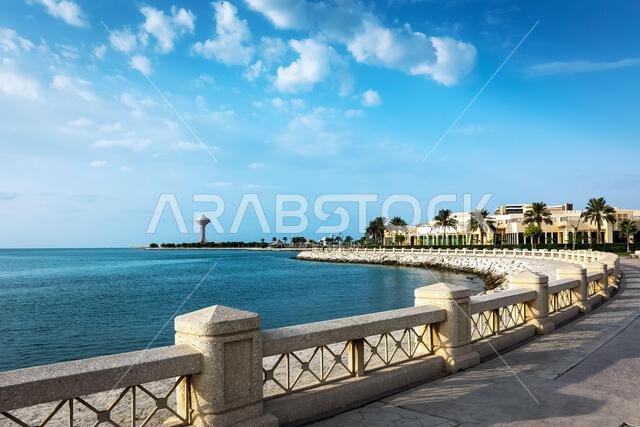 منظر صباحي لكورنيش الخبر. مدينة الخبر، المملكة العربية السعودية.
