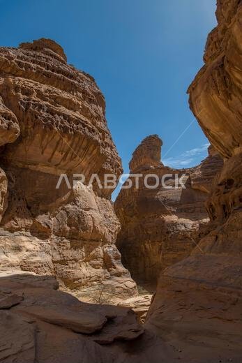 Narrow slot canyon near Al Ula Saudi Arabia Narrow slot canyon near Al Ula Saudi Arabia