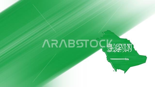 Map of Saudi Arabia, flag map, National colors background