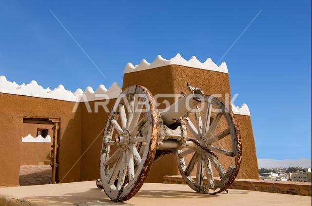 Old Portuguese cannon  on A'Arif Fort roof top Hail Saudi Arabia