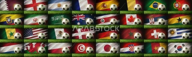 Collection of backgrounds of teams qualified for the soccer world cup qatar 2022.