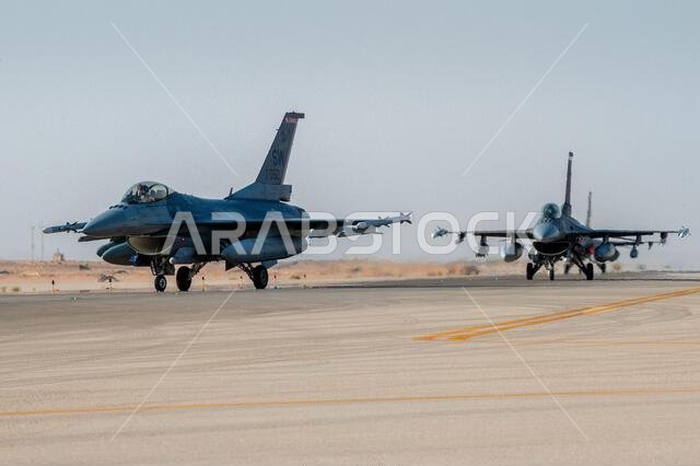 A group of F-16 Fighting Falcon aircraft arrive at Prince Sultan Air Base, Kingdom of Saudi Arabia, from the 20th Fighter Wing at Shaw Air Force Base, South Carolina. While assigned to PSAB, the 77th Expeditionary Fighter Squadron mission is to  project combat airpower across AFCENT’s area of responsibility, supporting personnel, improving force movement, and showing U.S. and partner nations resolve in the region. (U.S. Air Force photo by Staff Sgt. Shannon Bowman)