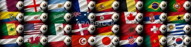 Collection of backgrounds of teams qualified for the soccer world cup 2022.
