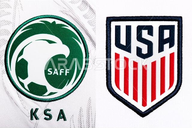 Close up of National Football team crest on home kit. FIFA World Cup Qatar 2022.