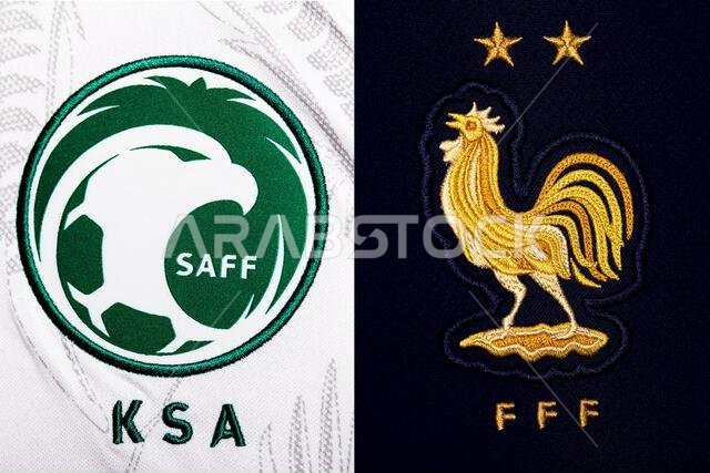 Close up of National Football team crest on home kit. FIFA World Cup Qatar 2022.