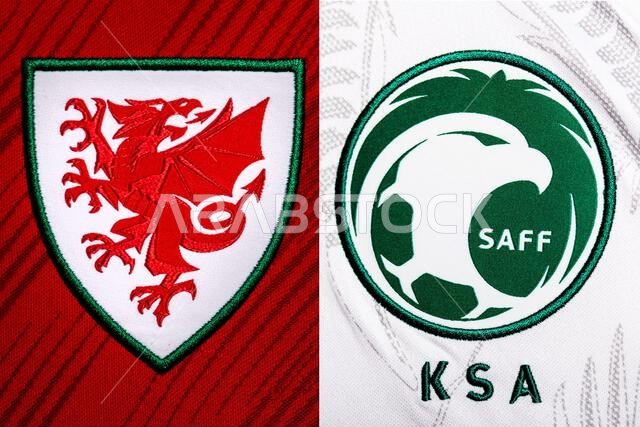 صورة مقرّبة لشعار المنتخب الوطني لكرة القدم على الطقم الأساسي. كأس العالم FIFA قطر 2022.
