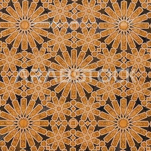 Traditional Middle Eastern golden pattern. Islamic ornamental Persian motif. Geometric Arabic textured background.