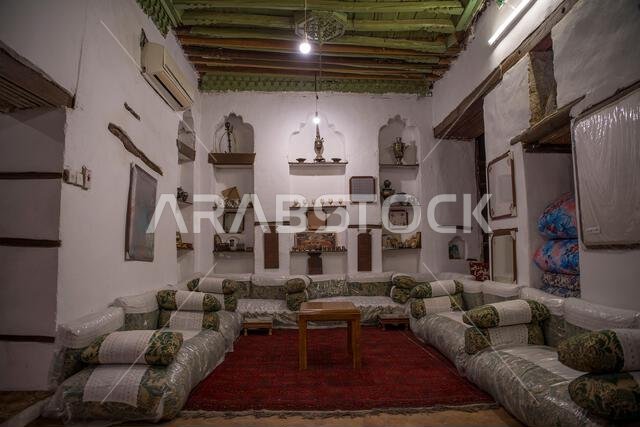 Interior sitting room 17th century Matbouli house Al Balad Jeddah Saudi Arabia