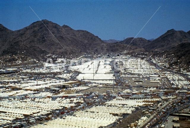 Makkah Hajj Saudi Arabia Islamic Tented City Annual Pilgrimage Aerial View