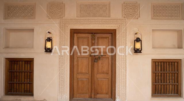 doha, qatar- June 06,2022 :traditional qatari house exterior at the national qatar museum.