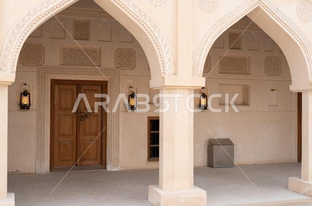 doha, qatar- June 06,2022 :traditional qatari house exterior at the national qatar museum.