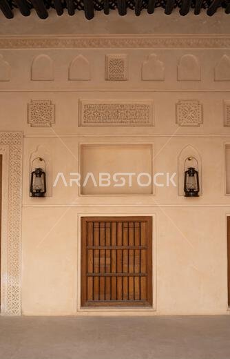 doha, qatar- June 06,2022 :traditional qatari house exterior at the national qatar museum.