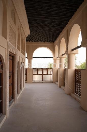 doha, qatar- June 06,2022 :traditional qatari house exterior at the national qatar museum.