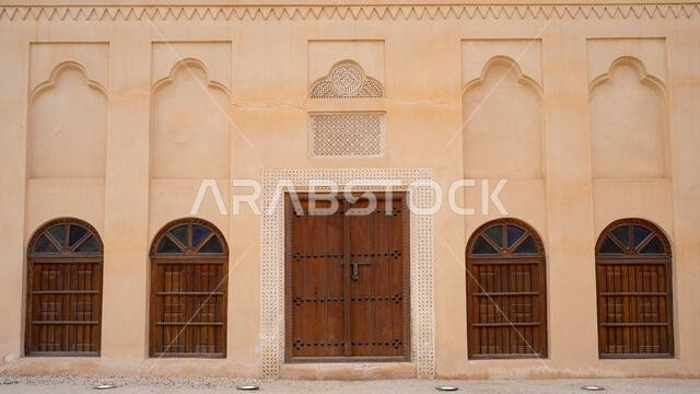 doha, qatar- June 06,2022 :traditional qatari house exterior at the national qatar museum.