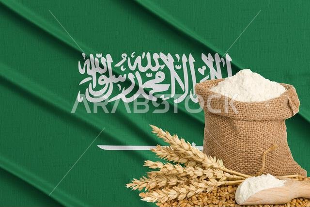 أزمة الحبوب في السعودية، مفهوم أزمة الجوع العالمية، على خلفية علم المملكة العربية السعودية وحبوب القمح. مفهوم زراعة القمح في السعودية. ثلاثي الأبعاد أزمة الحبوب في السعودية، مفهوم أزمة الجوع العالمية، على خلفية علم المملكة العربية السعودية وحبوب القمح. مفهوم زراعة القمح في السعودية. ثلاثي الأبعاد