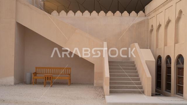 doha, qatar- June 06,2022 :traditional qatari house exterior at the national qatar museum.