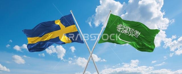 علمان متقاطعان، علم السعودية وعلم السويد، يرفرفان في مهب الريح تحت سماء ملبدة بالغيوم. يرمز هذا العمل الفني إلى مفهوم العلاقة والحوار والسفر بين البلدين. رسم ثلاثي الأبعاد.