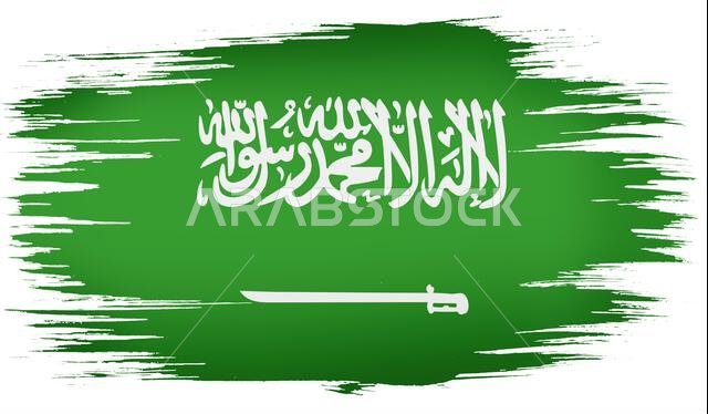 colorful hand-drawn brush strokes painted national country flag of Saudi Arabia. template for banner, card, advertising , TV commercial, ads, web desi