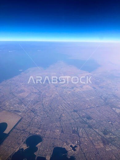 Aerial view of Tarout, Tarout Island, an important seaport for Saudi Arabia in the Persian Gulf