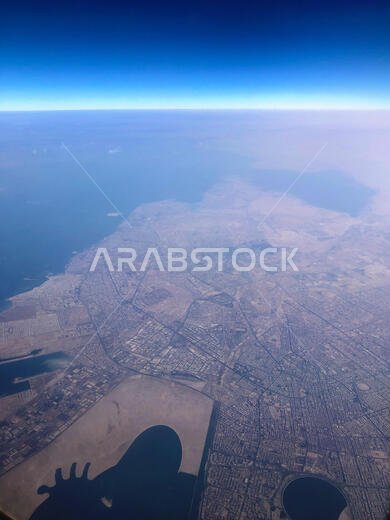 Aerial view of Dammam, Saudi Arabia on the Persian Gulf