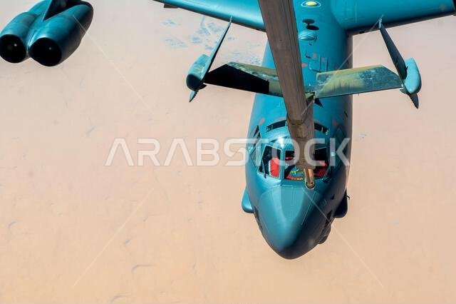 A U.S. Air Force B-52H Stratofortress, assigned to the 5th Bomb Wing, Minot Air Force Base, North Dakota, approaches a KC-10 Extender assigned to the 908th Expeditionary Air Refueling Squadron, Prince Sultan Air Base, Kingdom of Saudi Arabia, for air refueling support, during a Bomber Task Force mission, over the U.S. Central Command area of responsibility, Sept. 4, 2022. BTF missions demonstrate the U.S.’s commitment to regional security and stability by showing how the U.S. will decisively res