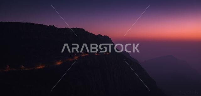 A mountain road at sunset. An image from Tanomah, Saudi Arabia. A mountain road at sunset. An image from Tanomah, Saudi Arabia.