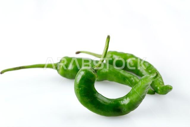 Green Chilli Cabe Hijau Isolated on White Background