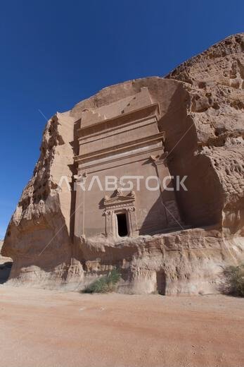 المملكة العربية السعودية، مدائن صالح، الموقع الأثري الذي يضم مقبرة نبطية من القرن الأول الميلادي المملكة العربية السعودية، مدائن صالح، الموقع الأثري الذي يضم مقبرة نبطية من القرن الأول الميلادي