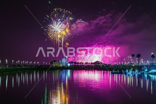 Fireworks at Al Khobar, Saudi Arabia September 23 2022 : National Day Celebration of Kingdom of Saudi Arabia. Fireworks at Al Khobar, Saudi Arabia September 23 2022 : National Day Celebration of Kingdom of Saudi Arabia.