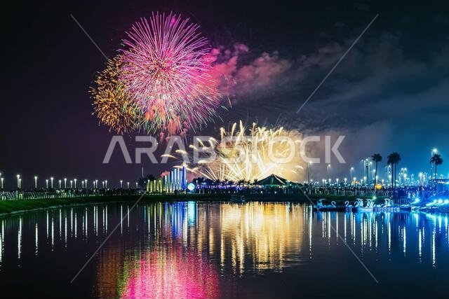 Fireworks at Al Khobar, Saudi Arabia September 23 2022 : National Day Celebration of Kingdom of Saudi Arabia. Fireworks at Al Khobar, Saudi Arabia September 23 2022 : National Day Celebration of Kingdom of Saudi Arabia.