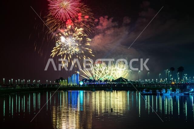 Fireworks at Al Khobar, Saudi Arabia September 23 2022 : National Day Celebration of Kingdom of Saudi Arabia. Fireworks at Al Khobar, Saudi Arabia September 23 2022 : National Day Celebration of Kingdom of Saudi Arabia.