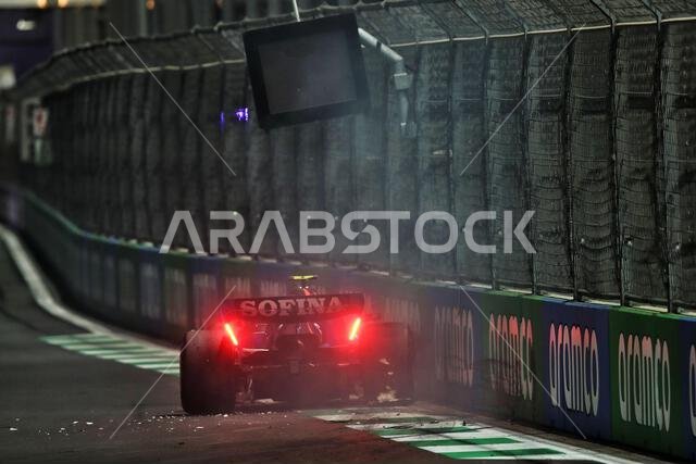 Jeddah, Saudi Arabia. 27th Mar, 2022. Nicholas Latifi (CDN) Williams Racing FW44 crashed out of the race. Saudi Arabian Grand Prix, Sunday 27th March 2022. Jeddah, Saudi Arabia. Credit: James Moy/Alamy Live News