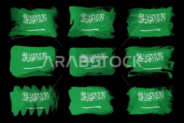 Saudi Arabia flag brush stroke, national flag on black background