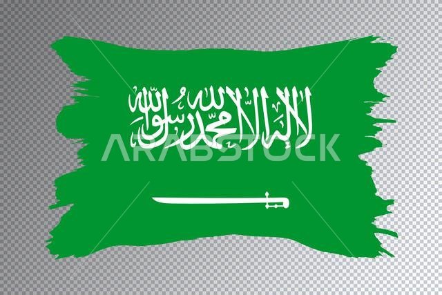 Saudi Arabia flag brush stroke, national flag on transparent background