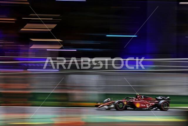 كارلوس ساينز جونيور (إسبانيا) - فيراري F1-75. 26 مارس 2022. بطولة العالم للفورمولا 1، الجولة الثانية، جائزة السعودية الكبرى، جدة، المملكة العربية السعودية، يوم التصفيات. حقوق الصورة محفوظة لـ: XPB/Press Association Images.