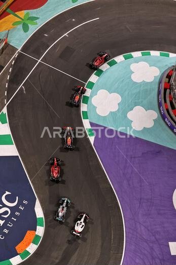 Charles Leclerc (MON) Ferrari F1-75 leads the race. Saudi Arabian Grand Prix, Sunday 27th March 2022. Jeddah, Saudi Arabia.